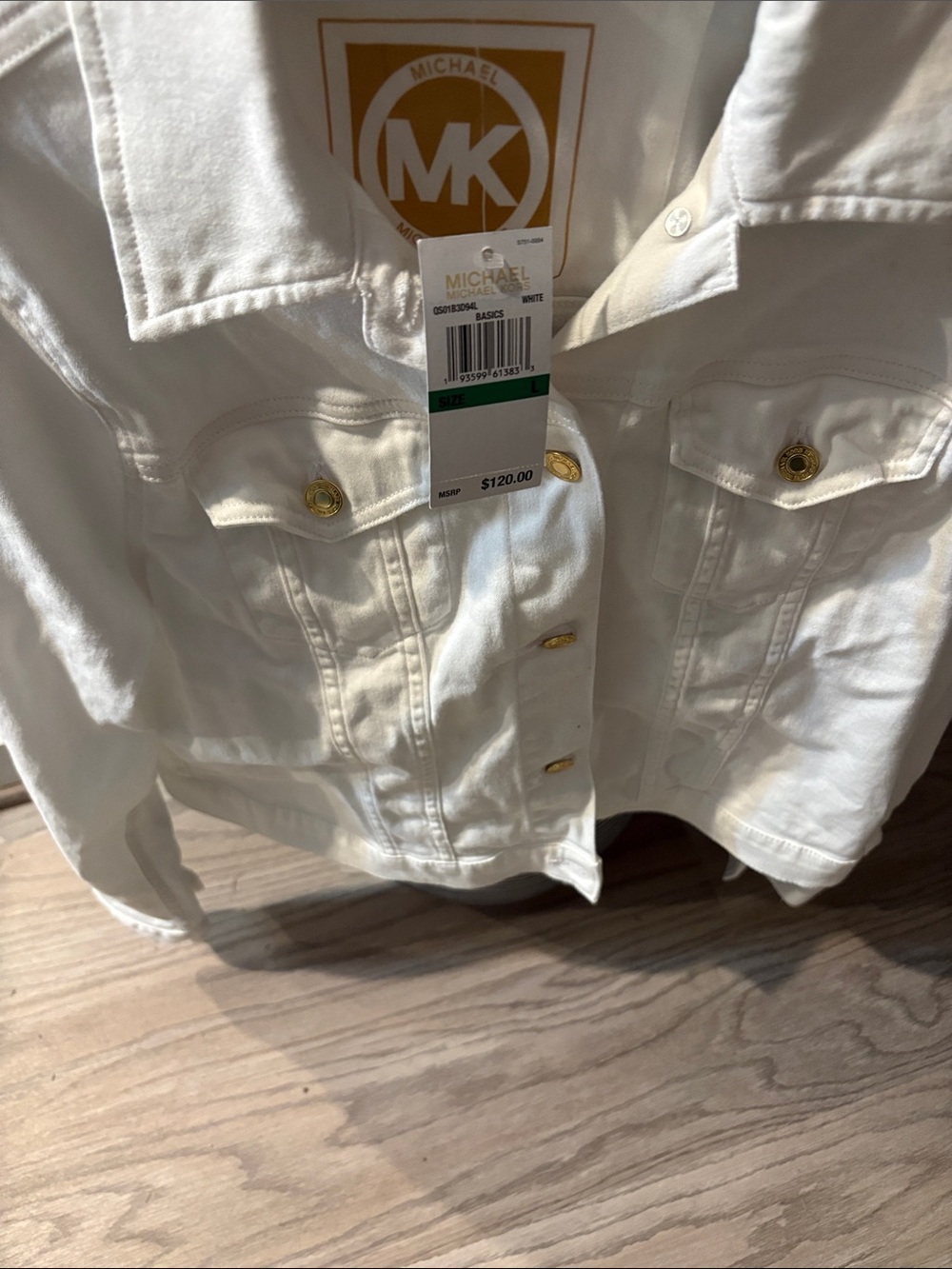 Michael Kors White Jacket with Gold-Tone Buttons